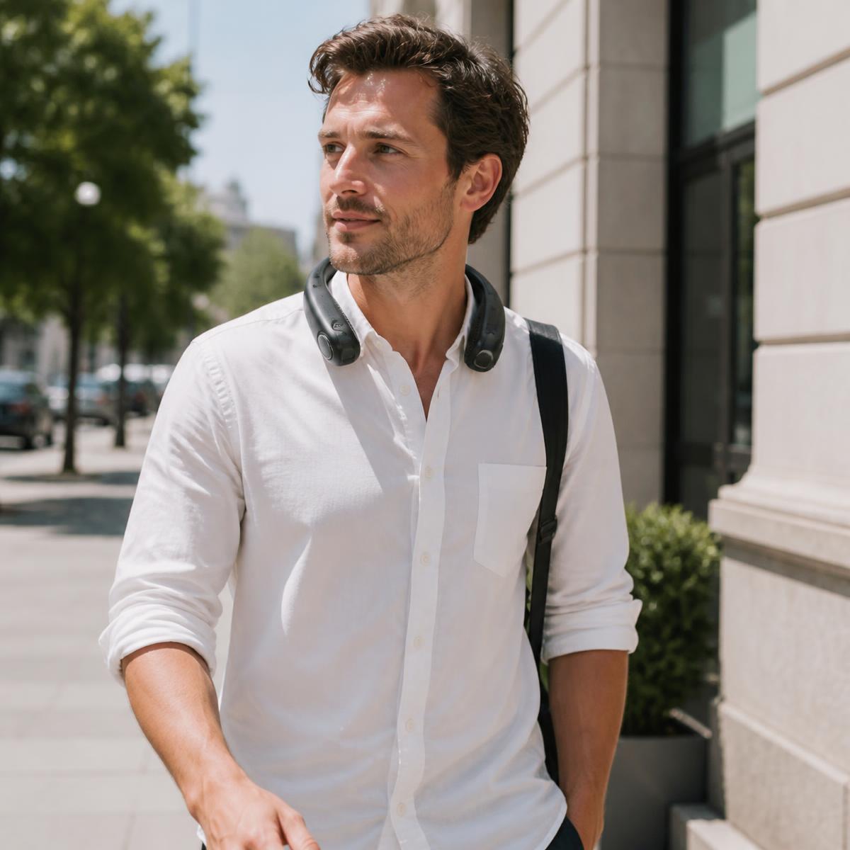 With TurboCool — hot summer day on a city sidewalk